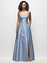 Front View Thumbnail - Cloudy Sleeveless Square-Neck Princess Line Gown with Pockets