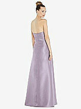 Rear View Thumbnail - Lilac Haze Basque-Neck Strapless Satin Gown with Mini Sash