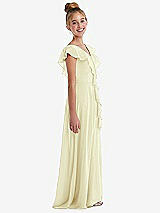 Side View Thumbnail - Butter Yellow Cascading Ruffle Full Skirt Chiffon Junior Bridesmaid Dress