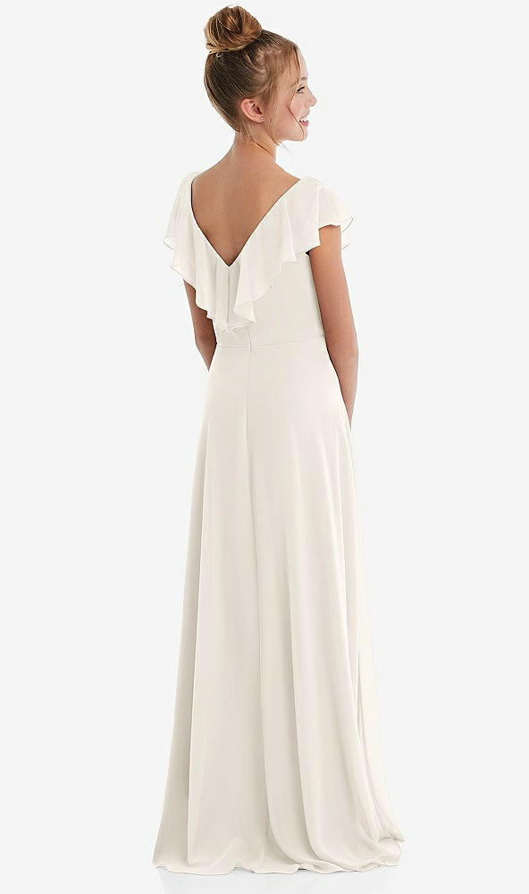 Back View - Ivory Cascading Ruffle Full Skirt Chiffon Junior Bridesmaid Dress