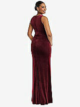 Rear View Thumbnail - Cabernet Square Neck Closed Back Velvet Maxi Dress 