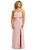 Alt View 3 Thumbnail - Rose Strapless Overlay Bodice Crepe Maxi Dress with Front Slit