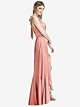 Alt View 2 Thumbnail - Rose Tie-Neck Halter Maxi Dress with Asymmetric Cascade Ruffle Skirt