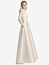 Alt View 5 Thumbnail - Ivory Strapless Bias Cuff Bodice Satin Gown with Pockets