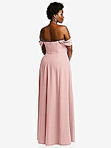 Alt View 4 Thumbnail - Rose Off-the-Shoulder Pleated Cap Sleeve A-line Maxi Dress
