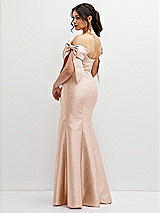 Rear View Thumbnail - Cameo Off-the-Shoulder Bow Satin Corset Dress with Fit and Flare Skirt
