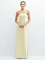 Front View Thumbnail - Butter Yellow Strapless Maxi Bias Column Dress with Peek-a-Boo Corset Back