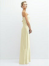 Side View Thumbnail - Butter Yellow Strapless Maxi Bias Column Dress with Peek-a-Boo Corset Back