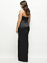 Rear View Thumbnail - Black Strapless Draped Skirt Satin Maxi Dress with Cascade Ruffle