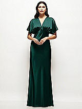 Alt View 1 Thumbnail - Evergreen Plunge Neck Kimono Sleeve Satin Bias Maxi Dress