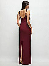 Rear View Thumbnail - Cabernet Corset Midriff Crepe Column Maxi Dress