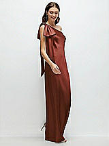Side View Thumbnail - Auburn Moon One-Shoulder Bias-Cut Satin Maxi Dress with Cascading Shoulder Bow