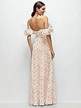 Side View Thumbnail - Coquette Floral Print Dramatic Ruffle Edge Strap Chiffon Maxi Dress