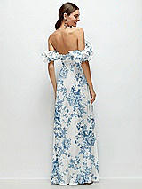 Side View Thumbnail - Cottage Rose Dusk Blue Dramatic Ruffle Edge Strap Chiffon Maxi Dress