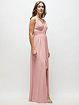 Side View Thumbnail - Rose Sleeveless Draped Chiffon Maxi Dress with Front Slit