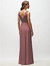 Rear View Thumbnail - Rosewood Sleeveless Draped Chiffon Maxi Dress with Front Slit