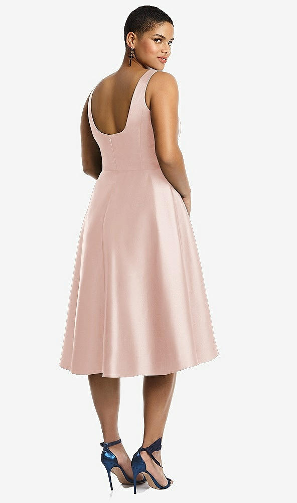 Back View - Blush Bateau Neck Satin High Low Cocktail Dress