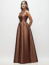 Side View Thumbnail - Cognac Sleeveless Keyhole Back Satin Maxi Dress