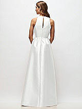 Rear View Thumbnail - White Sleeveless Keyhole Back Satin Maxi Dress