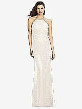 Front View Thumbnail - Ivory Halter Criss Cross Open-Back Lace Trumpet Gown