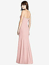 Rear View Thumbnail - Rose Strapless Crepe Trumpet Gown with Front Slit