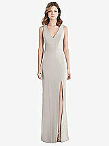Rear View Thumbnail - Oyster Criss Cross Back Trumpet Gown with Front Slit