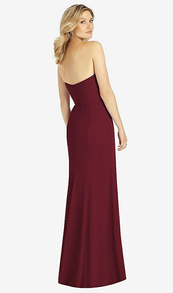 Back View - Cabernet Strapless Chiffon Trumpet Gown with Front Slit