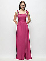 Front View Thumbnail - Tea Rose Tie-Shoulder Chiffon Maxi Dress with Front Slit
