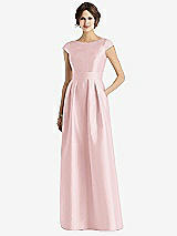 Front View Thumbnail - Ballet Pink Cap Sleeve Pleated Skirt Dress with Pockets