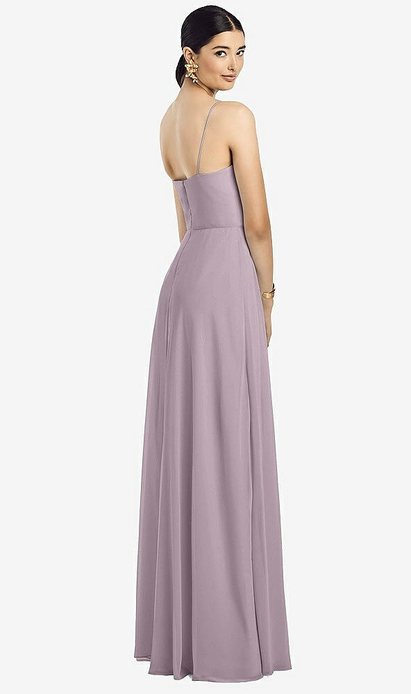 Back View - Lilac Dusk Spaghetti Strap Chiffon Maxi Dress with Jeweled Sash