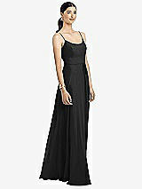 Alt View 1 Thumbnail - Black Spaghetti Strap Chiffon Maxi Dress with Jeweled Sash