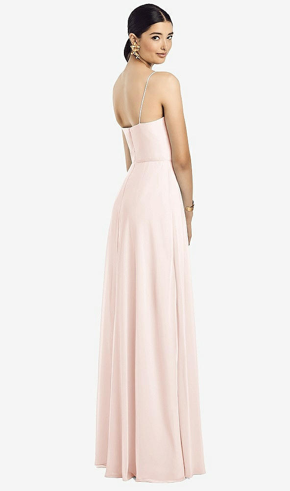 Back View - Blush Spaghetti Strap Chiffon Maxi Dress with Jeweled Sash