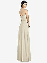 Rear View Thumbnail - Champagne Spaghetti Strap Chiffon Maxi Dress with Jeweled Sash