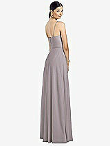 Rear View Thumbnail - Cashmere Gray Spaghetti Strap Chiffon Maxi Dress with Jeweled Sash