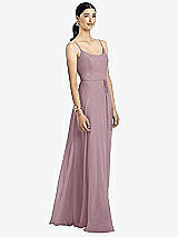Alt View 1 Thumbnail - Dusty Rose Spaghetti Strap Chiffon Maxi Dress with Jeweled Sash
