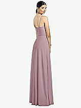 Rear View Thumbnail - Dusty Rose Spaghetti Strap Chiffon Maxi Dress with Jeweled Sash