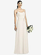 Front View Thumbnail - Ivory Spaghetti Strap Chiffon Maxi Dress with Jeweled Sash