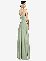 Rear View Thumbnail - Sage Spaghetti Strap Chiffon Maxi Dress with Jeweled Sash