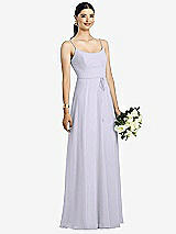 Front View Thumbnail - Silver Dove Spaghetti Strap Chiffon Maxi Dress with Jeweled Sash