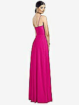 Rear View Thumbnail - Think Pink Spaghetti Strap Chiffon Maxi Dress with Jeweled Sash