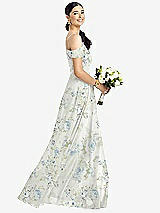 Alt View 1 Thumbnail - Bleu Garden Cold-Shoulder V-Back Chiffon Maxi Dress
