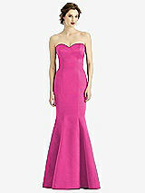 Front View Thumbnail - Fuchsia Sweetheart Strapless Satin Mermaid Dress