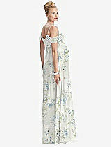 Rear View Thumbnail - Bleu Garden Draped Cold-Shoulder Chiffon Maternity Dress