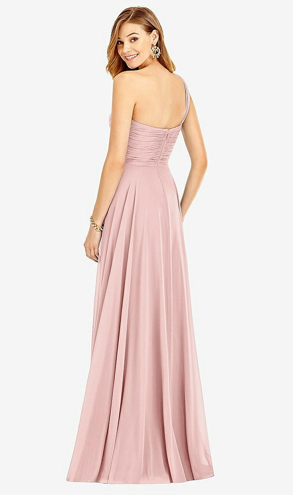 Back View - Rose One-Shoulder Draped Chiffon Maxi Dress - Dani