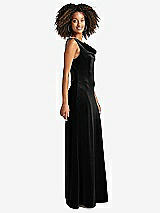 Side View Thumbnail - Black Cowl-Neck Velvet Maxi Tank Dress - Priya