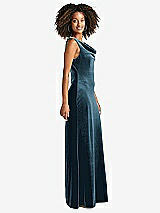 Side View Thumbnail - Dutch Blue Cowl-Neck Velvet Maxi Tank Dress - Priya