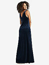 Rear View Thumbnail - Midnight Navy Cowl-Neck Velvet Maxi Tank Dress - Priya