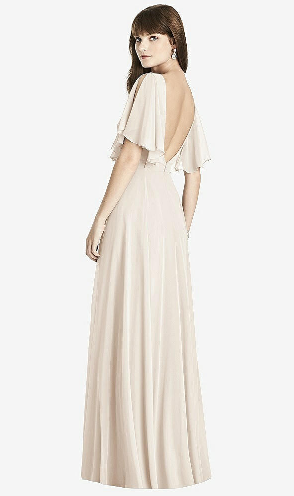 Back View - Oat Split Sleeve Backless Maxi Dress - Lila