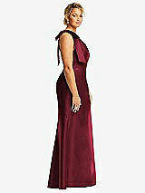 Alt View 5 Thumbnail - Cabernet Bow One-Shoulder Satin Trumpet Gown