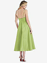 Rear View Thumbnail - Mojito Spaghetti Strap Full Skirt Satin Midi Dress